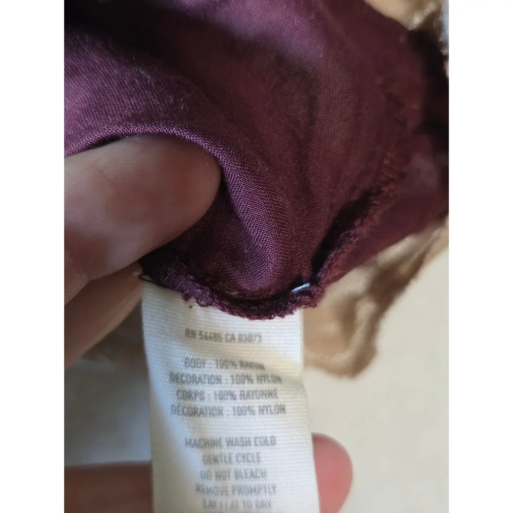 Aerie Y2K Vintage Lace Trim Cami Top Maroon Burgundy XS Boho Coquette Preppy